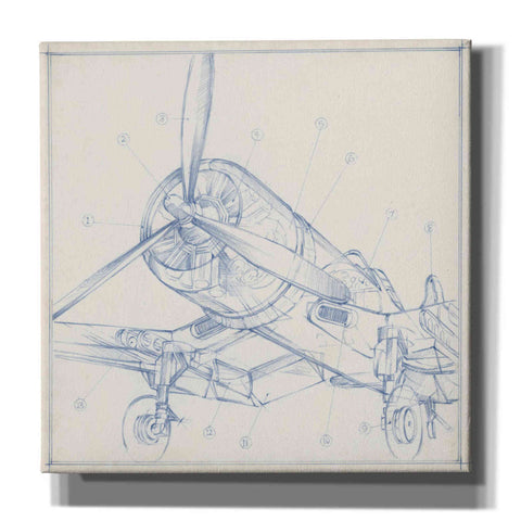 Image of "Airplane Mechanical Sketch II" by Ethan Harper, Canvas Wall Art