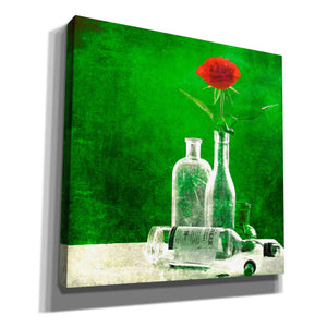 "Red Rose Green World" by Hal Halli, Canvas Wall Art