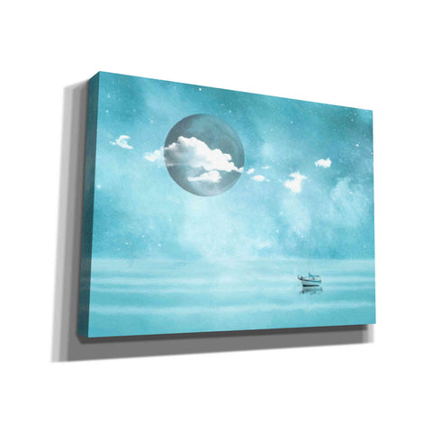 Image of "Boat In Sea With Moon 1" by Hal Halli, Canvas Wall Art