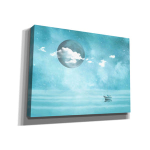 "Boat In Sea With Moon 1" by Hal Halli, Canvas Wall Art