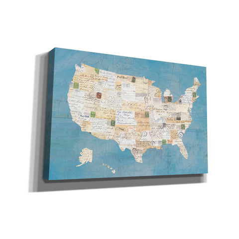 Image of 'Vintage USA on Blue' by Courtney Prahl, Canvas Wall Art