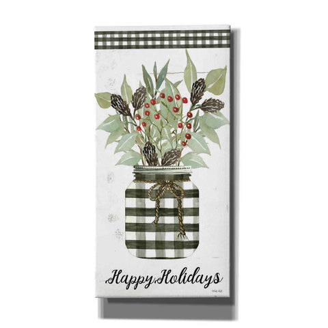 Image of 'Happy Holidays Gingham Jar' by Cindy Jacobs, Canvas Wall Art