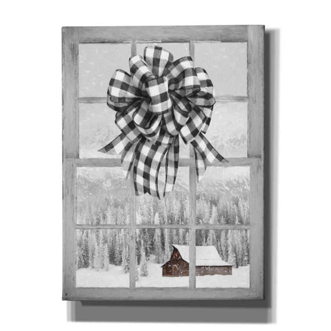 Image of 'Christmas Barn with Bow' by Lori Deiter, Canvas Wall Art