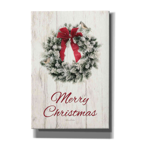 Image of 'Titmouse Merry Christmas Wreath' by Lori Deiter, Canvas Wall Art
