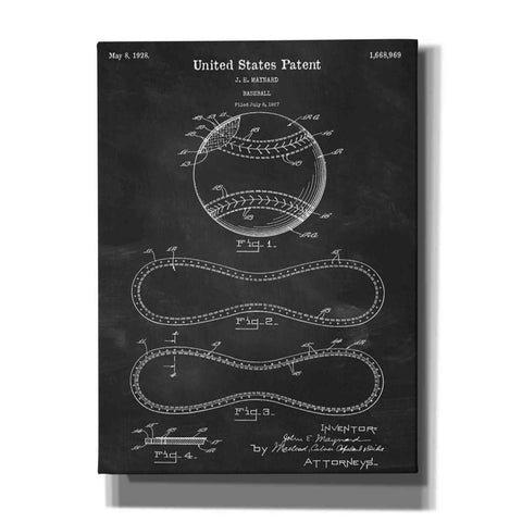Image of 'Baseball Blueprint Patent Chalkboard' Canvas Wall Art,Size A Portrait
