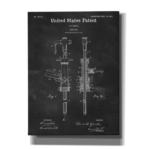 Image of 'Beer Tab Blueprint Patent Chalkboard' Canvas Wall Art,Size A Portrait