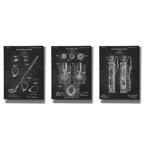 Image of 'Golf 3-Piece Set Blueprint Patent Chalkboard' Canvas Wall Art (Set of 3),Size A Portrait