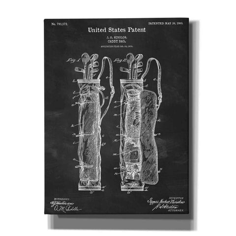 Image of 'Golf Bag Caddy Blueprint Patent Chalkboard' Canvas Wall Art,Size A Portrait