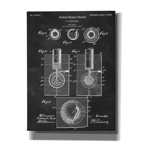 Image of 'Golf Ball Blueprint Patent Chalkboard' Canvas Wall Art,Size A Portrait