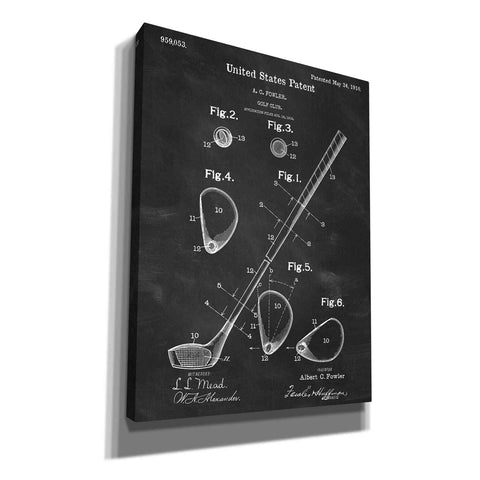 Image of 'Golf Club Blueprint Patent Chalkboard' Canvas Wall Art,Size A Portrait