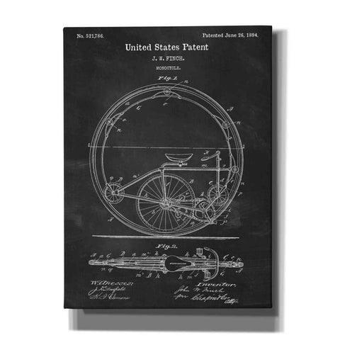 Image of 'Monocycle Blueprint Patent Chalkboard' Canvas Wall Art,Size A Portrait
