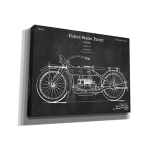 'Vintage Motorcycle Blueprint Patent Chalkboard' Canvas Wall Art,Size A Landscape
