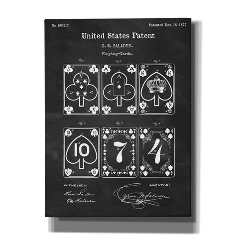 Image of 'Playing Cards Blueprint Patent Chalkboard' Canvas Wall Art,Size A Portrait