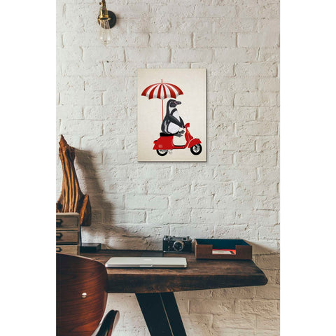 Image of 'Penguin On Red Moped,' by Fab Funky, Giclee Canvas Wall Art