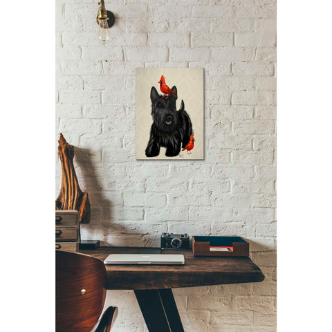 Image of 'Scottie Dog and Red Birds' by Fab Funky, Giclee Canvas Wall Art
