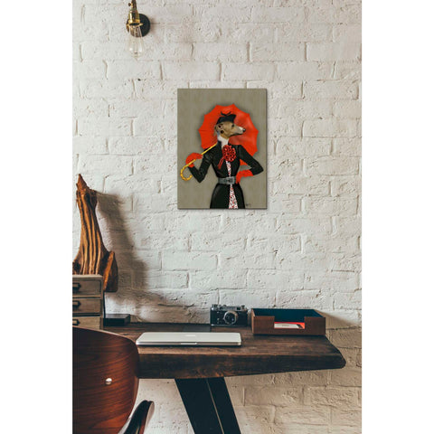 Image of 'Elegant Greyhound and Red Umbrella' by Fab Funky, Giclee Canvas Wall Art