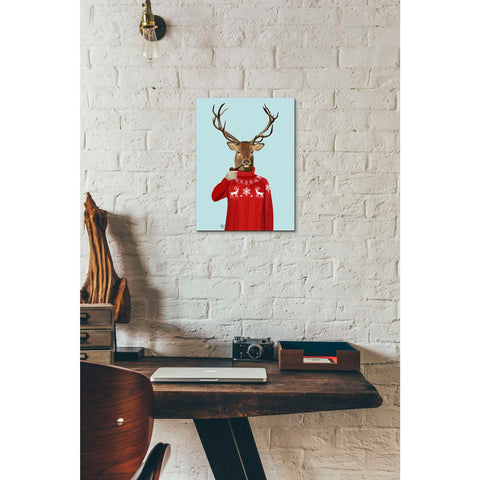 Image of 'Deer in Ski Sweater' by Fab Funky, Giclee Canvas Wall Art