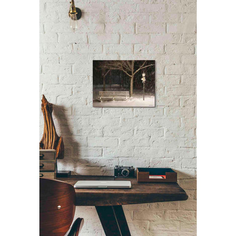 Image of 'Snowy Bench' by Lori Deiter, Canvas Wall Art,16 x 12