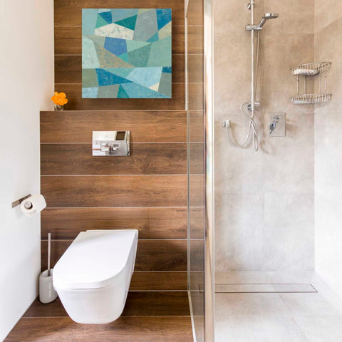 Image of 'Teal Geo Metric' by Silvia Vassileva, Canvas Wall Art,18 x 18