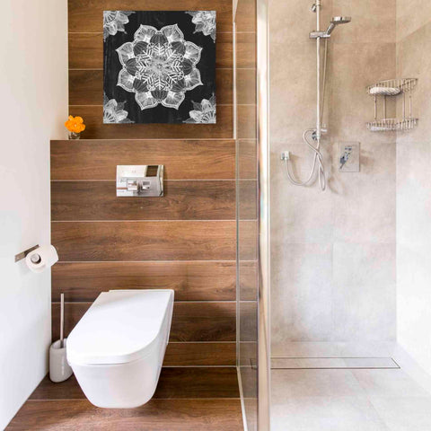 Image of 'Mandala Morning V Black and White' by Anne Tavoletti, Canvas Wall Art,18 x 18