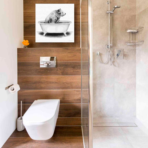 Image of 'Bear in Tub' by Rachel Nieman, Canvas Wall Art,18 x 18