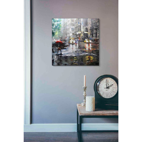 Image of 'Manhattan Red Umbrella' by Mark Lague, Canvas Wall Art,18 x 18