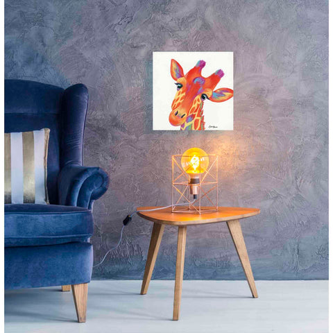 Image of 'Cheery Giraffe' by Britt Hallowell, Canvas Wall Art,18 x 18
