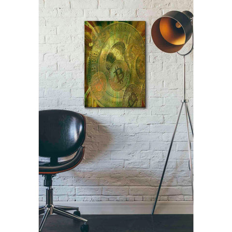 Image of 'Grunge Bitcoin' by Steve Hunziker, Canvas Wall Art,18 x 26