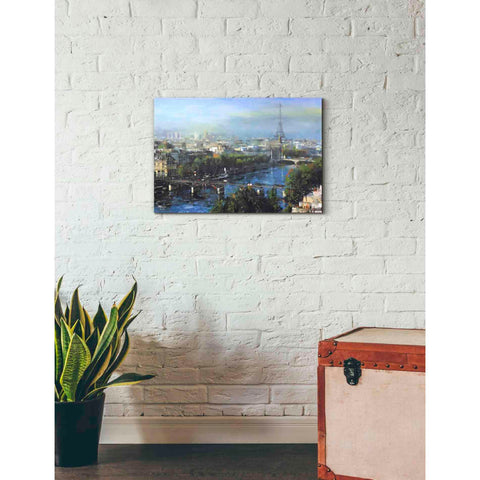 Image of 'Paris Pedestrian Bridge' by Mark Lague, Canvas Wall Art,26 x 18