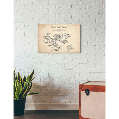 Image of '3D Printer Blueprint Patent Parchment' Canvas Wall Art,26 x 18