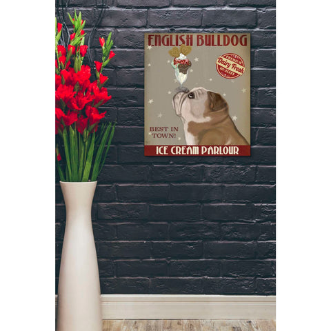 Image of 'English Bulldog Ice Cream,' by Fab Funky, Giclee Canvas Wall Art
