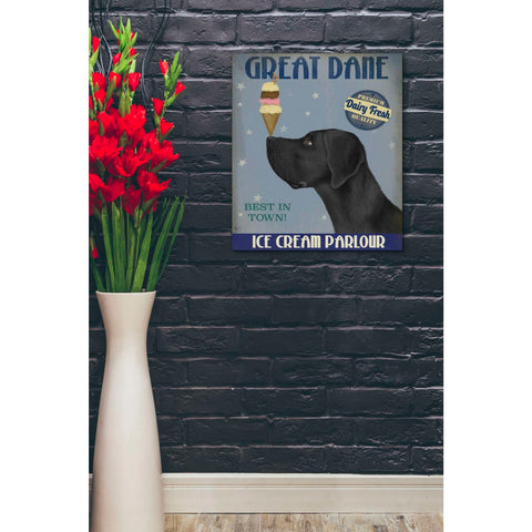 Image of 'Great Dane, Black, Ice Cream,' by Fab Funky, Giclee Canvas Wall Art