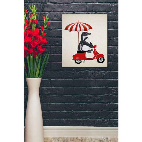 Image of 'Penguin On Red Moped,' by Fab Funky, Giclee Canvas Wall Art