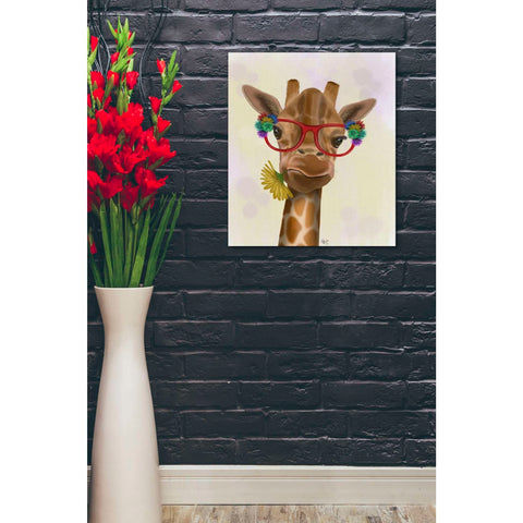Image of 'Giraffe and Flower Glasses 3' by Fab Funky, Giclee Canvas Wall Art