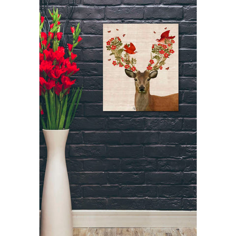 Image of 'Deer and Love Birds' by Fab Funky, Canvas Wall Art,20 x 24