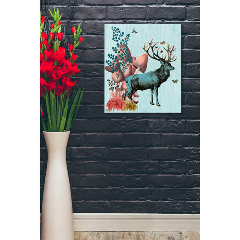 Image of 'Turquoise Deer in Mushroom Forest' by Fab Funky, Giclee Canvas Wall Art