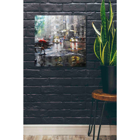 Image of 'Manhattan Red Umbrella' by Mark Lague, Canvas Wall Art,26 x 26