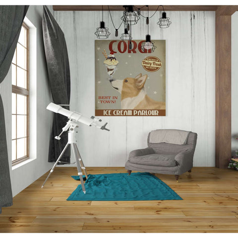 Image of 'Corgi, Tan, Ice Cream,' by Fab Funky, Giclee Canvas Wall Art