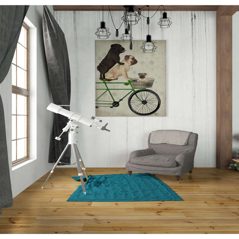 Image of 'Pugs on Bicycle,' by Fab Funky, Giclee Canvas Wall Art