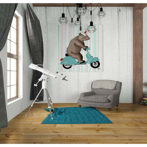 Image of 'Rhino on Moped,' by Fab Funky, Giclee Canvas Wall Art