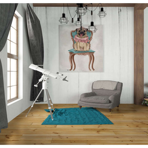 Image of 'Pug Princess on Chair' by Fab Funky, Giclee Canvas Wall Art