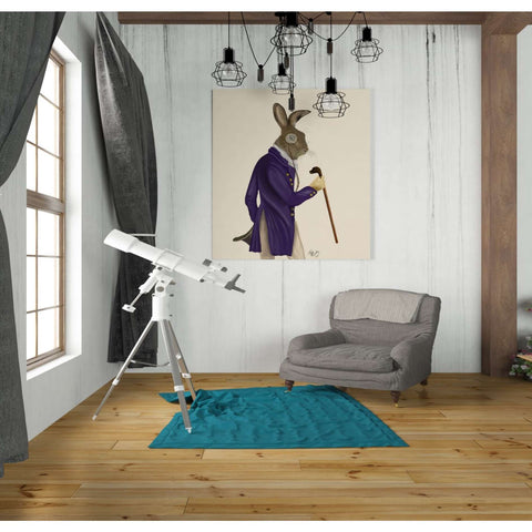 Image of 'Hare In Purple Coat' by Fab Funky, Giclee Canvas Wall Art