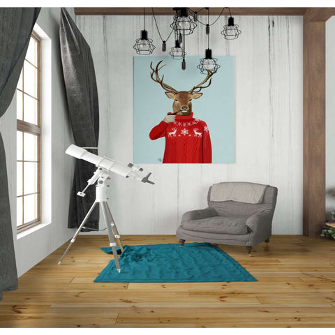 Image of 'Deer in Ski Sweater' by Fab Funky, Giclee Canvas Wall Art