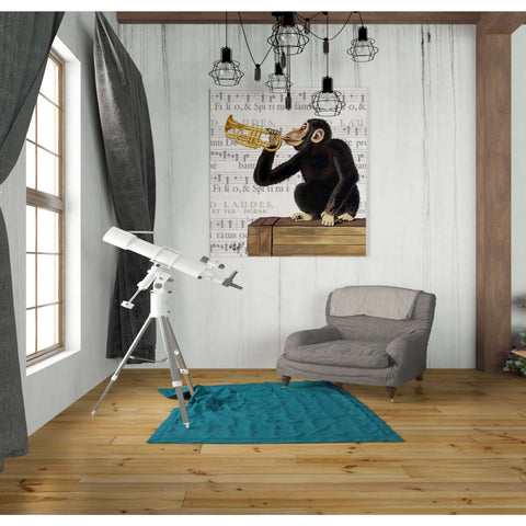 Image of 'Monkey Playing Trumpet' by Fab Funky, Giclee Canvas Wall Art
