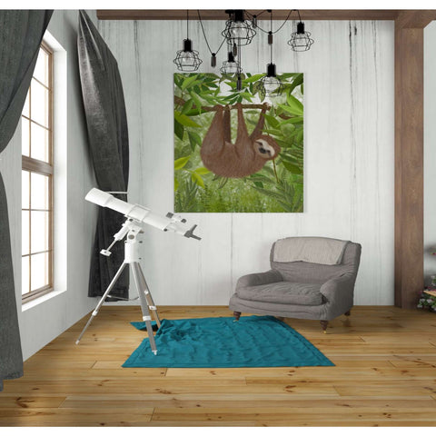 Image of 'Sloth Hanging Around' by Fab Funky, Giclee Canvas Wall Art