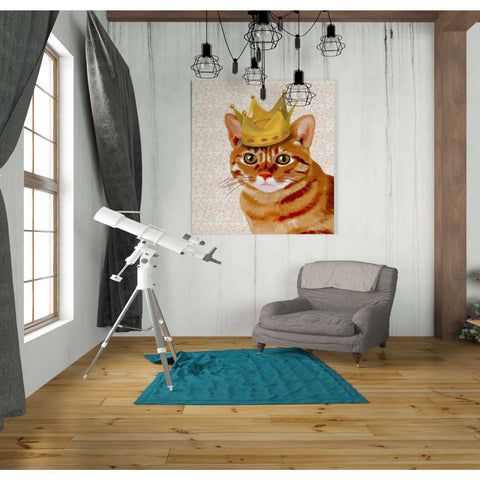 Image of 'Ginger Cat with Crown Portrait' by Fab Funky, Giclee Canvas Wall Art