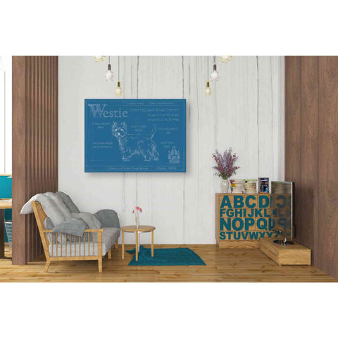 Image of 'Blueprint Westie' by Ethan Harper Canvas Wall Art,34 x 26