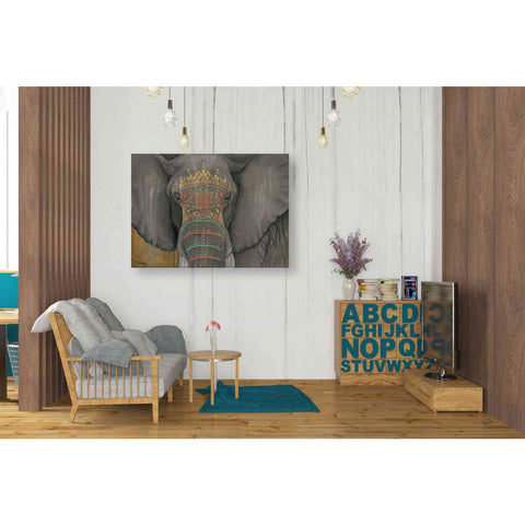 Image of 'Tattooed Elephant' by Britt Hallowell, Canvas Wall Art,34 x 26