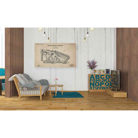 Image of 'Calculating Machine Blueprint Patent Parchment' Canvas Wall Art,40 x 26