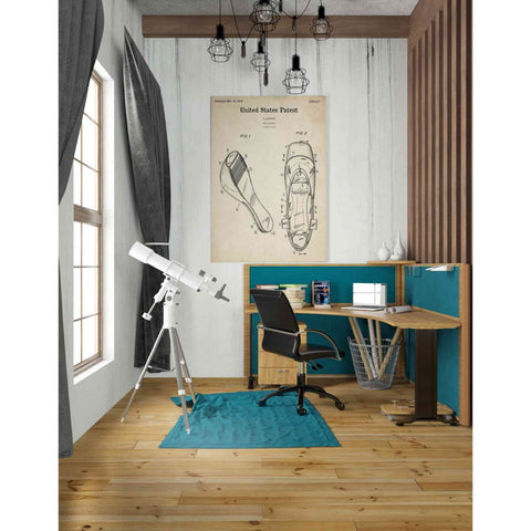 Image of 'Ballet Slippers Blueprint Patent Parchment' Canvas Wall Art,26 x 40